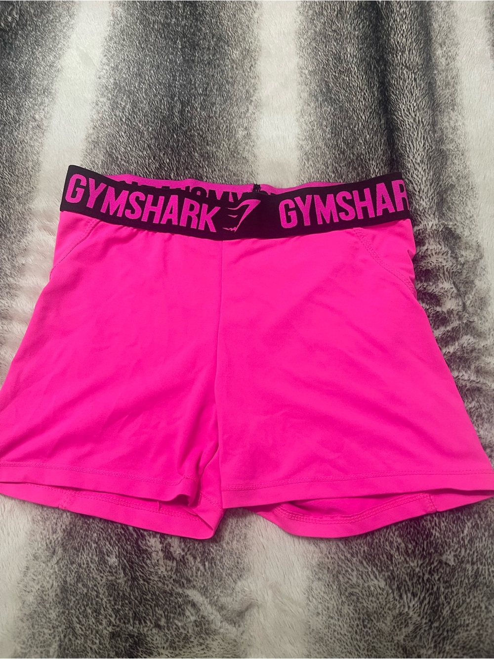 Gymshark Women’s Hot Pink Athletic Shorts with Branded Black Waistband